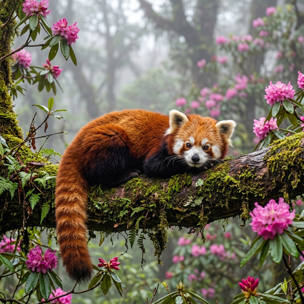Jewel of the Canopy: Red Panda in Rhododendron Cloud Forest
