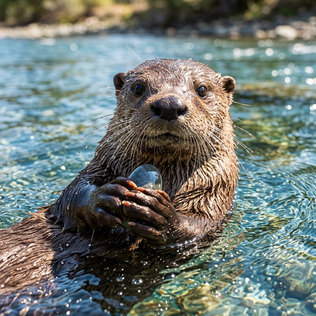 Treasure Keeper: River Otter with its Favorite Pebble